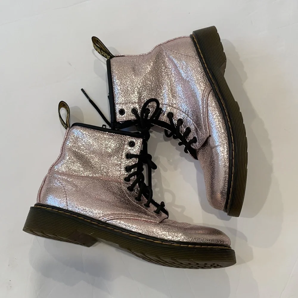 Dr. Martens 1460J shiny rose pink pascal 8eye leather boots 5